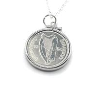 OCC Old Coin Cufflinks Solid Cinch Pendant 1934 Lucky Irish sixpence 91st Birthday plus a Sterling Silver 18in Chain