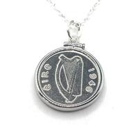 OCC Old Coin Cufflinks Solid Cinch Pendant 1946 Lucky Irish Sixpence 3d 79th Birthday plus a Sterling Silver 18in Chain