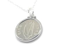 OCC Old Coin Cufflinks Solid Cinch Pendant 1962 Lucky Irish Sixpence 3d 63rd Birthday plus a Sterling Silver 18in Chain