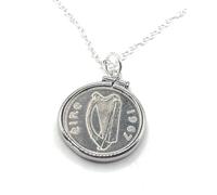 OCC Old Coin Cufflinks Solid Cinch Pendant 1967 Lucky Irish Sixpence 3d 58th Birthday plus a Sterling Silver 18in Chain