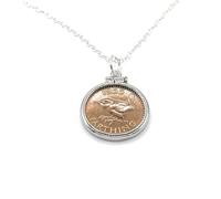 OCC Old Coin Cufflinks Solid Cinch Silver Plated Pendant 1955 Lucky Farthing 71st Birthday plus a Sterling Silver 18in Chain 71st birthday gifts for women SLV