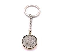 OCC Old Coin Cufflinks Solid Keyring 1965 61st gift Birthday Sixpence Keyring GLD