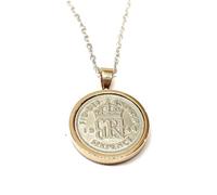 OCC Old Coin Cufflinks Solid Pendant 1944 Lucky sixpence 81st Birthday plus a Sterling Silver 18in Chain Rose/G