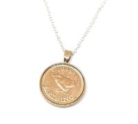 OCC Old Coin Cufflinks Solid Pendant 1945 Lucky Farthing 81st Birthday plus a Sterling Silver 18in Chain Rose Gld