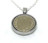 OCC Old Coin Cufflinks Solid Pendant 1963 Irish Threepence 62nd Birthday plus a Sterling Silver 18in Chain Silver Plated Mount 62nd birthday gifts for women