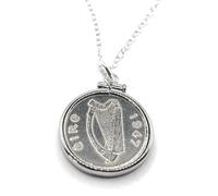 OCC Old Coin Cufflinks Solid Silver Plated Cinch Pendant 1947 Lucky Irish sixpence 78th Birthday plus a Sterling Silver 18in Chain