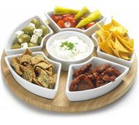 Occasion 32Cm Lazy Susan Rotating Or Revolving Dip Set Snack Bowl Serving Platter With 6 Ceramic Dishes