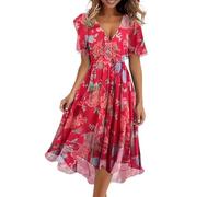 Occasion Dresses for Women Monsoon Dresses for Women Office Outfits Halter Ladies Party Dresses Roman Plus Size Mother of The Bride Outfits Red