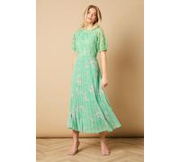 Occasion Floral Lace Bodice Pleated Midi Dress Oasis Sage 16
