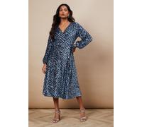 Occasion Geo Sequin Wrap Midi Dress Oasis Black 10