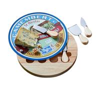 Occasion Glass Top Cheese Board & Knife Gift Set with Lazy Susan Turntable Base