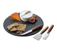 Occasion Round Slate Cheese Board & 3 Knife Gift Set - Colour Gift Box