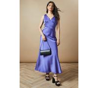 Occasion Velvet Tie Satin Maxi Dress Oasis Blue 14