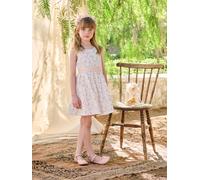 Occasion Wear Dress with Floral Print, for Girls pale pink