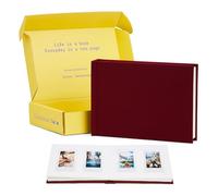Occasional Motto 48 Pockets Linen Hardcover Photo Album, Wedding Guest Book With Writing Space - Fits for Instax Mini Film, 2x3 inch instant photo film (Wine Red)