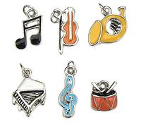 Occasions Emporium Music Musical Charms - Enamel and Silver Plated - Set of 6
