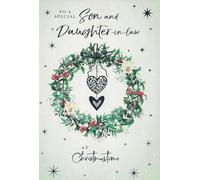 OCCASIONS EXPRESS Son & daughter in law christmas card. Modern xmas design. 9 x 6 inches. OE.