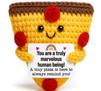 OCCdesign Mini Encouragement Pizza Emotional Uplifting Support Gift Cute Handmade Crochet Pizzas for Motivational Mental Health Inspirational Gift for Women Men Friend Coworker Positive Pizza Gifts