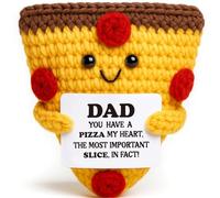 OCCdesign Mini Gifts for Dad from Daughter Son Wife - Handmade Crochet Pizza Dad Gift, Father's Day Birthday Appreciation Gift for Me, Bonus Stepdad, Daddy, Husband, Father-in-Law, Best Ever Gifts