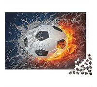 occerBallFireWater 1000 Piece Jigaw Puzzle occer-themed Letter A Adult Aged 12 And Above Educational Game Home Decoration Challenge High Difficulty Male And Female Birthday 38x26cmGift