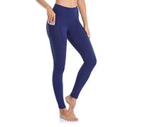 Occffy High Waist Gym Leggings with Pockets Yoga Pants for Women UK Tummy Control Workout Running Sports Leggings P107 (Blue, M)