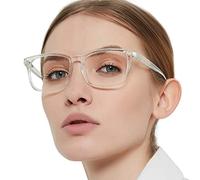 OCCI CHIARI Fashion Blue Light Blocking Reading Glasses 3.0 for Women, Ladies Square Screen Reader, Computer Glasses Durable Spring Hinge (Transparent300)