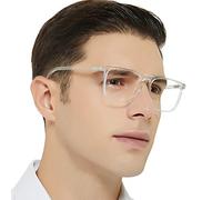 OCCI CHIARI Large Design Reading Glasses Men, Stylish Clear Eye Glasses, No Prescription Durable Rectangular Eyewear (Transparent,0)