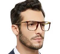 OCCI CHIARI Large Reading Glasses for Men 1.75 Men's Lightweight Readers Glasses Rectangle Reading Glasses Spring Hinge (Yellow Tortoiseshell,175)