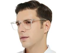 OCCI CHIARI Reading Glasses 1.0+ Men's Lightweight Clear Readers Large Frame Men's Reading Glasses Rectangle Glasses Durable Hinge (Transparent,100)