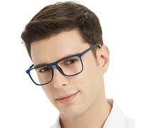OCCI CHIARI Reading Glasses 2.25 for Men Large Frame Readers Glasses Mens Lightweight Rectangle Reading Glasses Spring Hinge (Navy Blue,225)