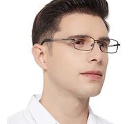 OCCI CHIARI Rectangle Reading Glasses for Men 3.5, Men's Metal Readers Glasses Medium Frame Reading Glasses (Brown, 350)