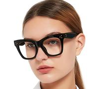 OCCI CHIARI Womens Bifocal Blue Light Blocking Glasses Reading Glasses 2.0 Retro Oversized Bifocal Glasses for Women (Black, 200)