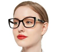 OCCI CHIARI Women's Modern Reading Glasses Blue Light Blocking Glasses for Women Medium Square Glasses (Black,0)