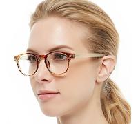 OCCI CHIARI Women's Round Reading Glasses 3.0 Lightweight Acetate Readers for Reading Patterned Frame Glasses (Yellow, 300)