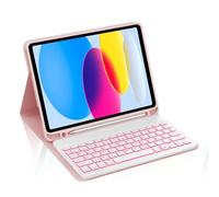 Occtingkind, Keyboard for iPad 2025/2022, Case with Keyboard for iPad A16 11 Inch 2025 and iPad10 Gen 10.9 Inch 2022, Magnetic Removable Bluetooth Keyboard, QWERTZ, USBC, Backlight, Pink
