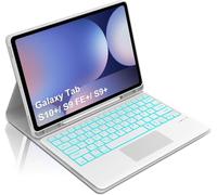 Occtingkind, Samsung Galaxy Tab S10 Plus/S9 Plus/S9 FE Plus 12.4 inch (2024/2023) SM-X820/X826/X610X616/X810/X816 Bluetooth QWERTZ USB C Backlit Trackpad Light Grey