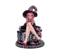 Nemesis Now Baie Rose Sugar and Spice Figurine 14.4cm, Resin, Black/Pink, Pinked Hair Witch Ornament, Long Pink-Haired Witch Cauldron Figurine, Cast in the Finest Resin, Expertly Hand-Painted