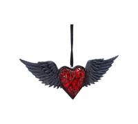 House of Obscura Gothic Hanging Ornament - Resin Dark Fantasy Decoration Collection (Black Winged Heart)