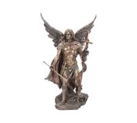 Occult and Witchcraft Bronzed Archangel Gabriel With Staff Religious Figurine - Bronze