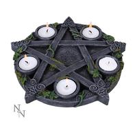 Occult and Witchcraft Wiccan Pentagram Tea Light Holder Gothic Witch Candle Holder - Resin