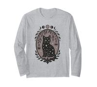 Occult Black Cat Witchcraft Moon Phases Magic Aesthetic Long Sleeve T-Shirt
