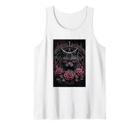 Occult Cat Roses Moon Witchcraft Symbol Gothic Mythic Witch Tank Top