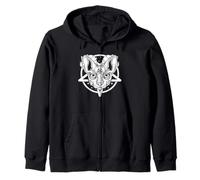 Occult Cat Sphynx Pentagram Gothic Kitty Mystic Art Zip Hoodie