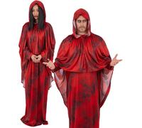 Occult Costume Red Priest Mens Halloween Fancy Dress Costume Long Hooded Robe Ad