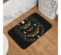 Occult Death'S-Head Moths With Moon Phase & Botanical Art Doormat Washable Door Mat Comfort Bath Rug For Shoes Scraper Indoor Outdoor 40X60Cm