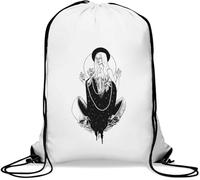 Occult Female Demon Skull Gym Sack Casual Drawstring Bag White