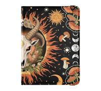 Occult Goat Skull Sun Moon Gothic Leather Passport and Vaccine Card Wallet Combo Travel Documents Organizer Protector Passport Holder Case for Travel Essential Waterproof