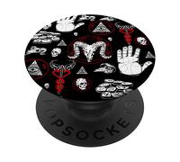 occult halloween all seeing eye esoteric runes red caduceus PopSockets Adhesive PopGrip