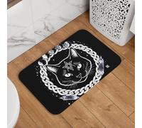 Occult Moon Cat Black Sacred Wiccan Pagan Witch Bathroom Rug Heavy Duty Door Mat Washable Bathmat For Entryway Outdoor Kitchen 40X60Cm