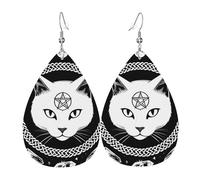 Occult Moon Cat Sacred Wiccan Pagan Witch Dangle Earrings Creative Leather Earrings Fashion Hanging For Women Mother'S Day
